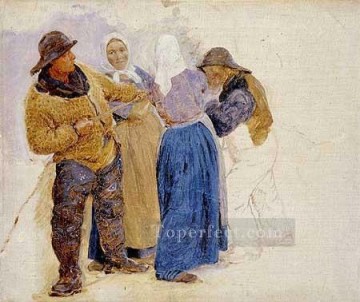  Pesca Arte - Mujeres y pescadores de Hornbaek 1875 Peder Severin Kroyer